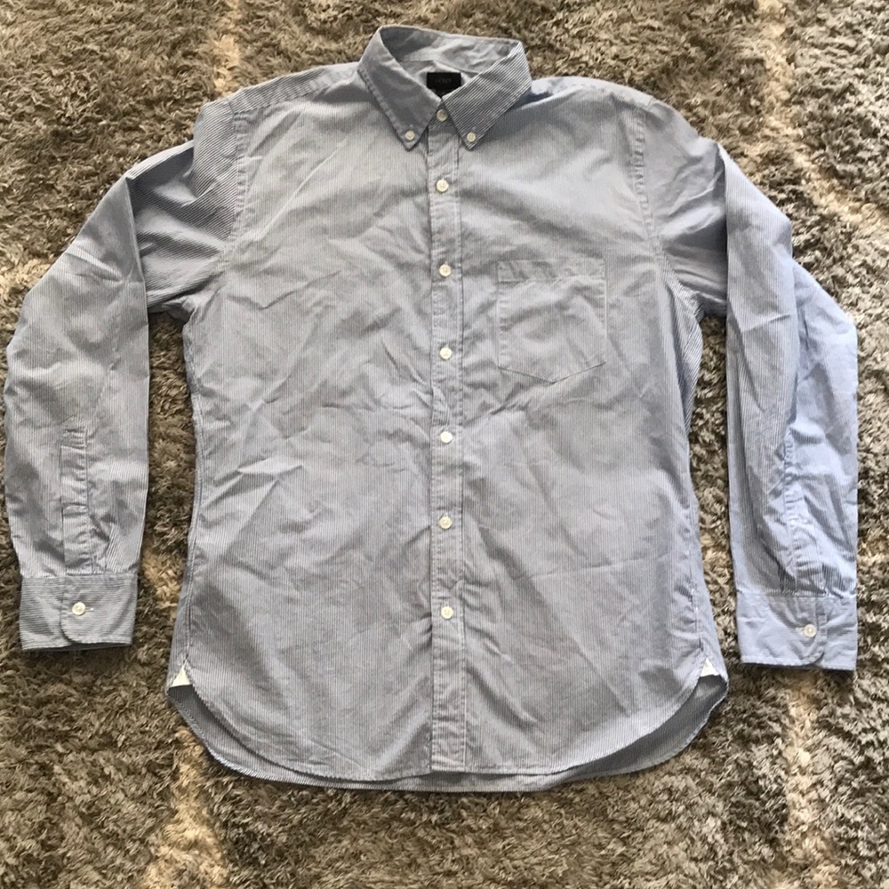 J Crew Blue and White Button Down Shirt